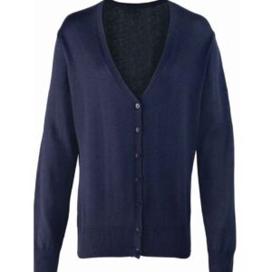 Premier Ladies Cotton Acrylic V Neck Cardigan | Navy