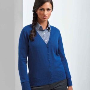 Premier Ladies Cotton Acrylic V Neck Cardigan | Royal Blue