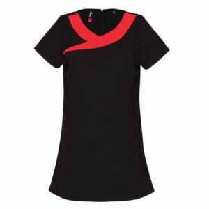Premier Ladies Ivy Short Sleeve Tunic | Black/Strawberry Red