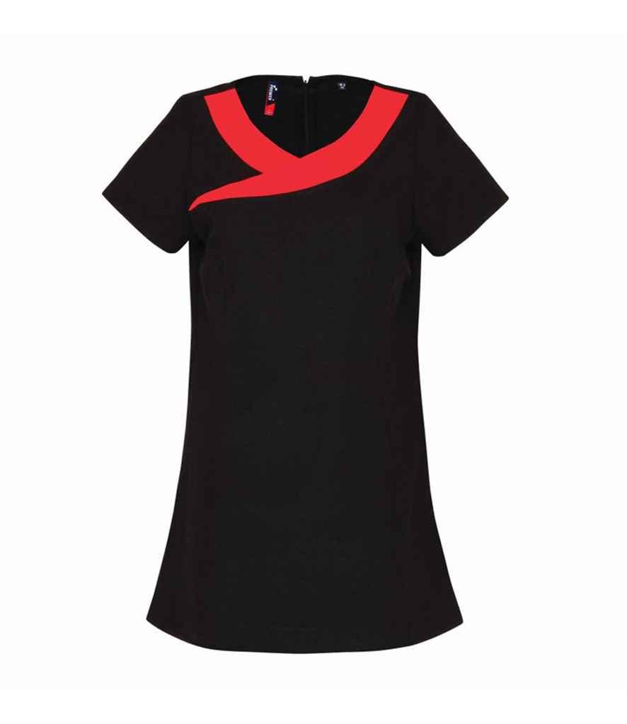 Premier Ladies Ivy Short Sleeve Tunic | Black/Strawberry Red