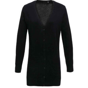 Premier Ladies Longline V Neck Cardigan | Black