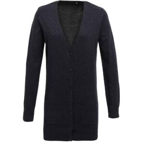 Premier Ladies Longline V Neck Cardigan | Charcoal