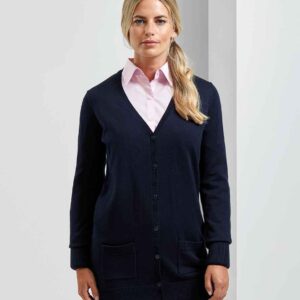 Premier Ladies Longline V Neck Cardigan | Navy