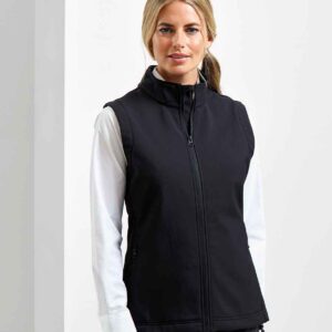 Premier Ladies Windchecker® Recycled Printable Soft Shell Gilet | Black