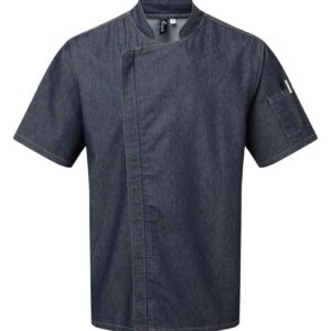 Premier Short Sleeve Zipped Chef's Jacket | Indigo Denim