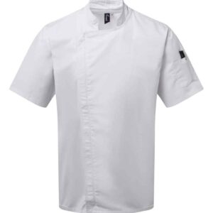 Premier Short Sleeve Zipped Chef's Jacket | White