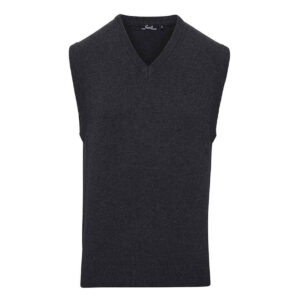 Premier Sleeveless Cotton Acrylic V Neck Sweater | Charcoal