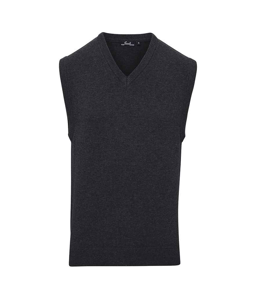 Premier Sleeveless Cotton Acrylic V Neck Sweater | Charcoal