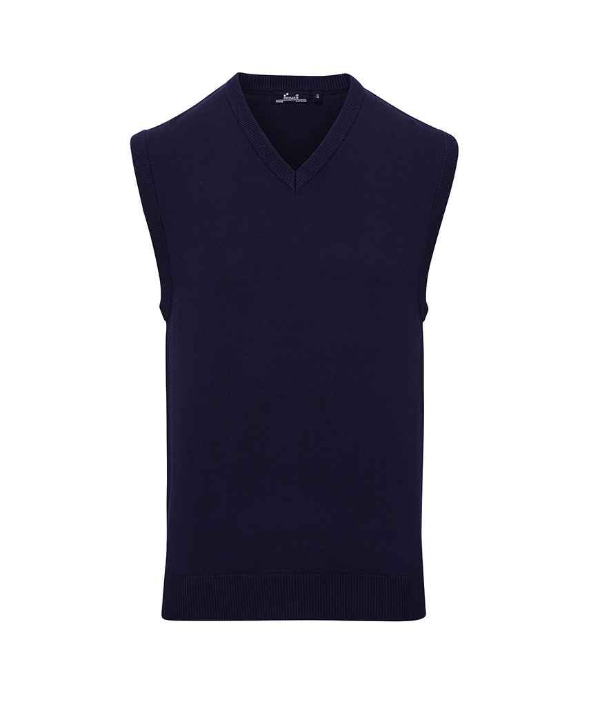 Premier Sleeveless Cotton Acrylic V Neck Sweater | Navy - Image 2