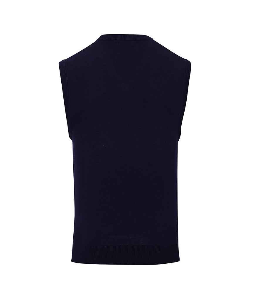 Premier Sleeveless Cotton Acrylic V Neck Sweater | Navy - Image 3