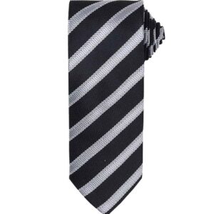 Premier Waffle Stripe Tie | Black/Dark Grey