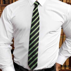 Premier Waffle Stripe Tie | Black/Lime Green