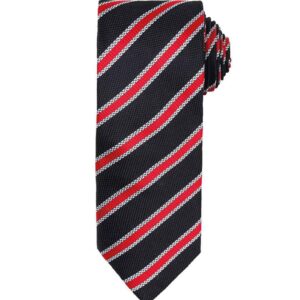 Premier Waffle Stripe Tie | Black/Red