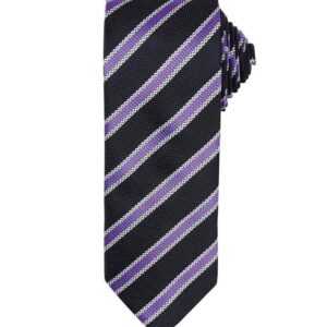 Premier Waffle Stripe Tie | Black/Rich Violet