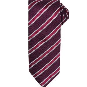 Premier Waffle Stripe Tie | Burgundy/Aubergine