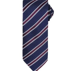 Premier Waffle Stripe Tie | Navy/Aubergine