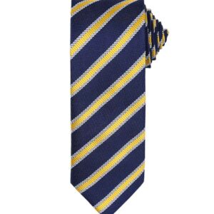 Premier Waffle Stripe Tie | Navy/Gold