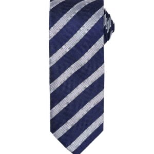 Premier Waffle Stripe Tie | Navy/Silver