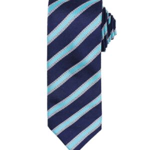 Premier Waffle Stripe Tie | Navy/Turquoise Blue