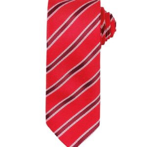 Premier Waffle Stripe Tie | Red/Burgundy