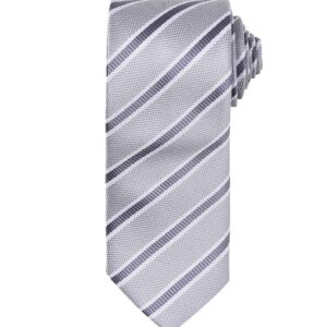Premier Waffle Stripe Tie | Silver/Dark Grey