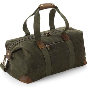 Quadra Heritage Waxed Canvas Holdall | Olive Green