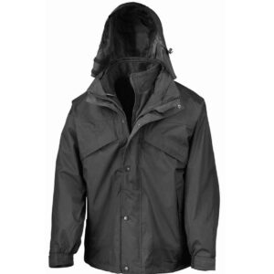 Result 3-in-1 Waterproof Zip and Clip Fleece Lined Jacket | Black/Black