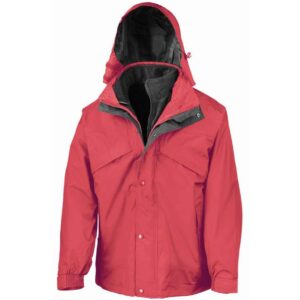 Result 3-in-1 Waterproof Zip and Clip Fleece Lined Jacket | Red/Black