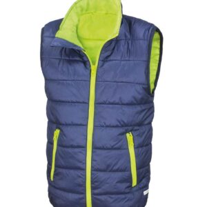 Result Core Kids Padded Bodywarmer | Navy/Lime Green
