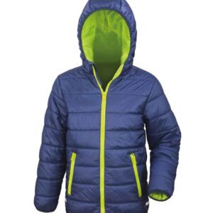 Result Core Kids Padded Jacket | Navy/Lime Green