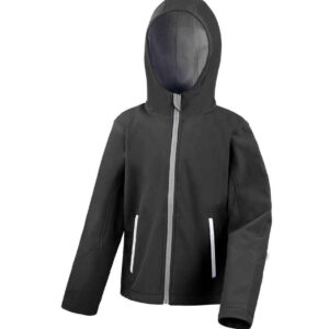 Result Core Kids TX Performance Hooded Soft Shell Jacket | Black/Grey
