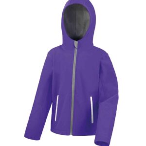 Result Core Kids TX Performance Hooded Soft Shell Jacket | Purple/Grey