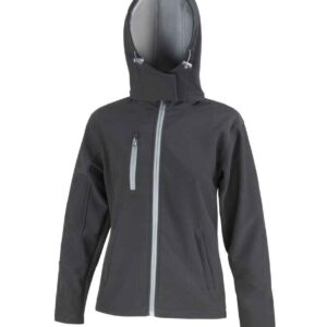 Result Core Ladies Hooded Soft Shell Jacket | Black/Grey