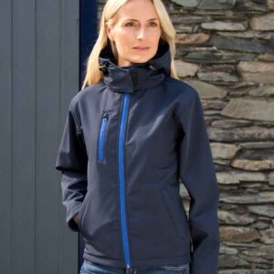 Result Core Ladies Hooded Soft Shell Jacket | Navy/Royal Blue