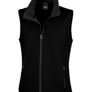 Result Core Ladies Printable Soft Shell Bodywarmer | Black/Black