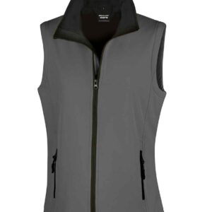 Result Core Ladies Printable Soft Shell Bodywarmer | Charcoal/Black