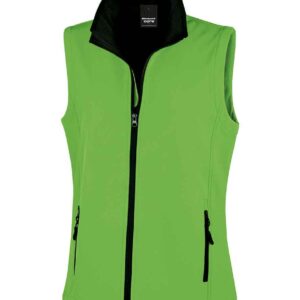 Result Core Ladies Printable Soft Shell Bodywarmer | Vivid Green/Black