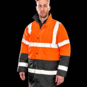 Result Core Motorway Two Tone Safety Jacket | Fluorescent Orange/Black