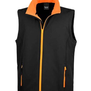 Result Core Printable Soft Shell Bodywarmer | Black/Orange