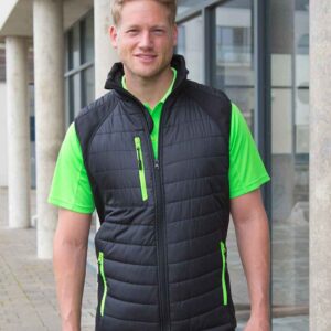 Result Genuine Recycled Compass Padded Gilet | Black/Lime Green