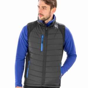 Result Genuine Recycled Compass Padded Gilet | Black/Royal Blue