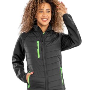 Result Genuine Recycled Compass Padded Jacket | Black/Lime Green