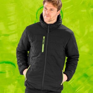 Result Genuine Recycled Compass Padded Winter Jacket | Black/Lime Green