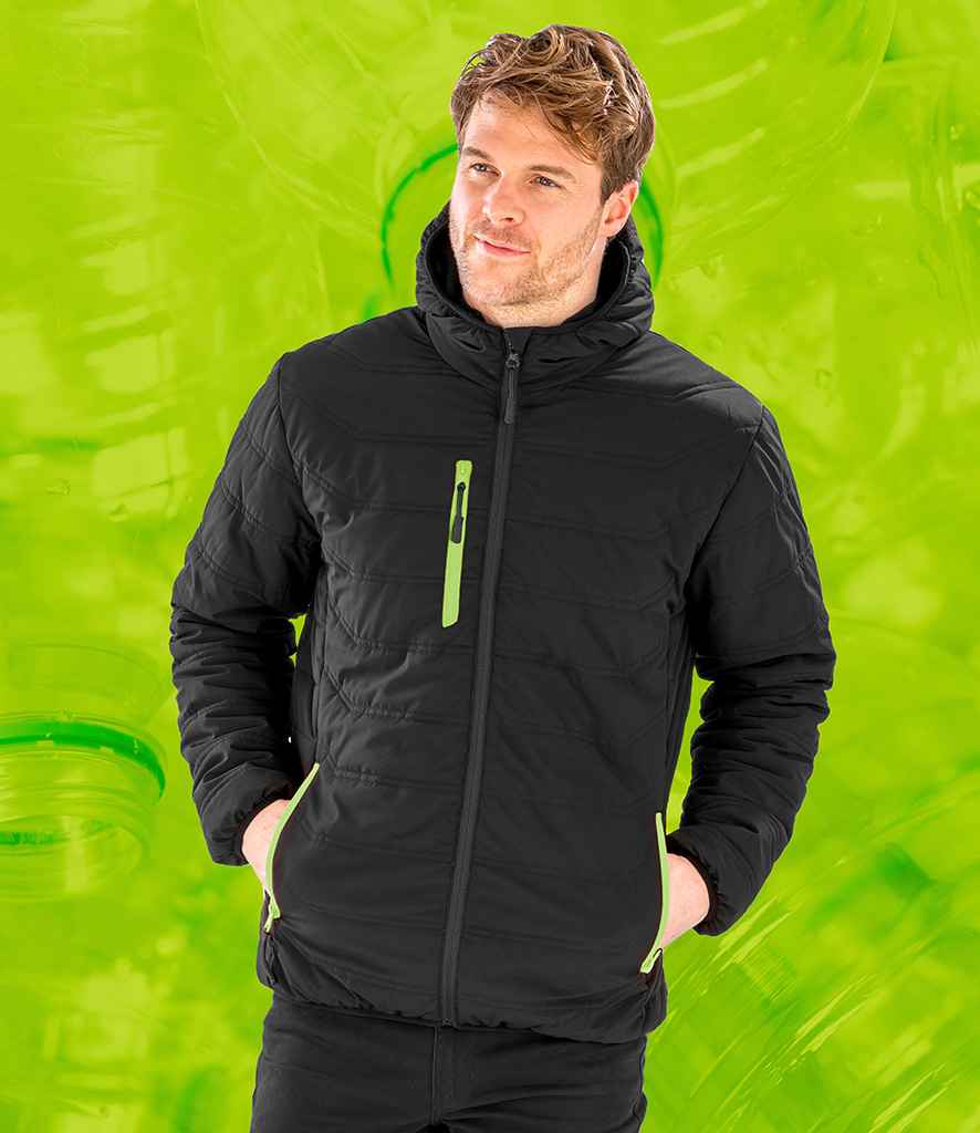 Result Genuine Recycled Compass Padded Winter Jacket | Black/Lime Green