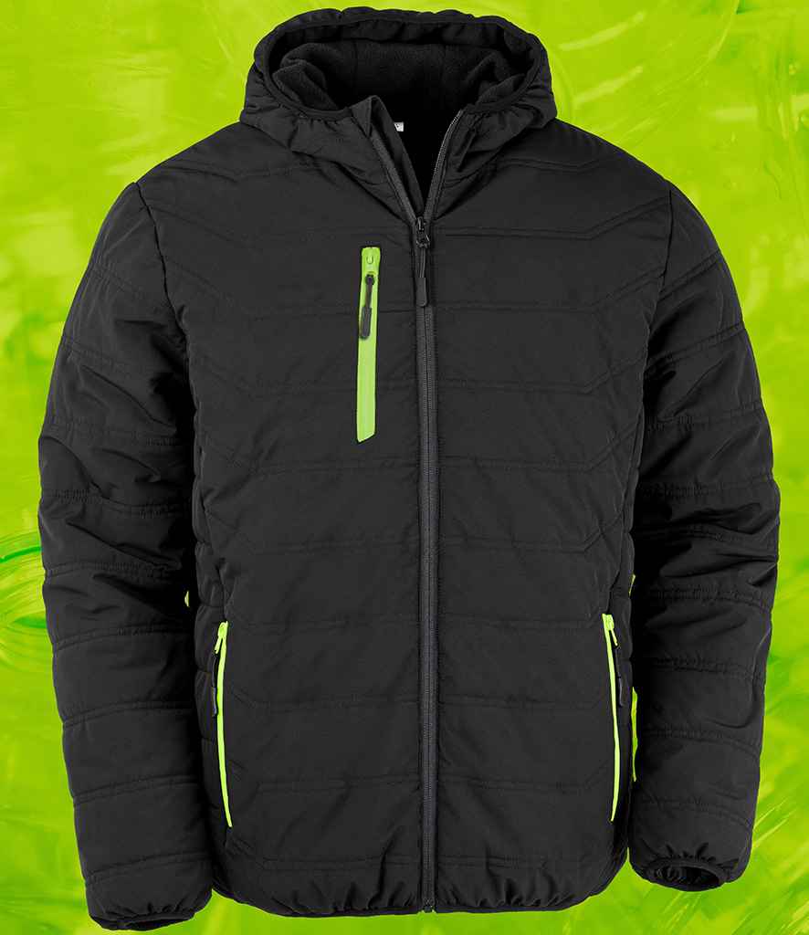 Result Genuine Recycled Compass Padded Winter Jacket | Black/Lime Green - Image 3