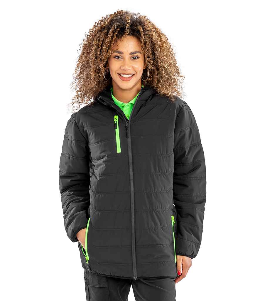 Result Genuine Recycled Compass Padded Winter Jacket | Black/Lime Green - Image 2