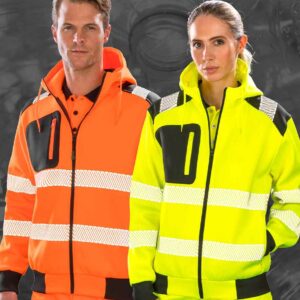 Result Genuine Recycled Safety Zip Hoodie | Fluorescent Orange