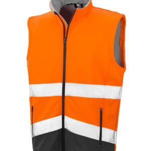 Result Safe-Guard Printable Safety Soft Shell Gilet | Fluorescent Orange/Black