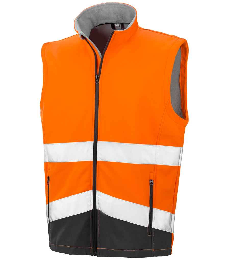 Result Safe-Guard Printable Safety Soft Shell Gilet | Fluorescent Orange/Black