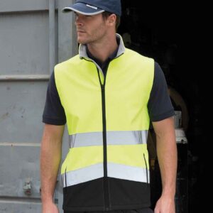 Result Safe-Guard Printable Safety Soft Shell Gilet | Fluorescent Yellow/Black